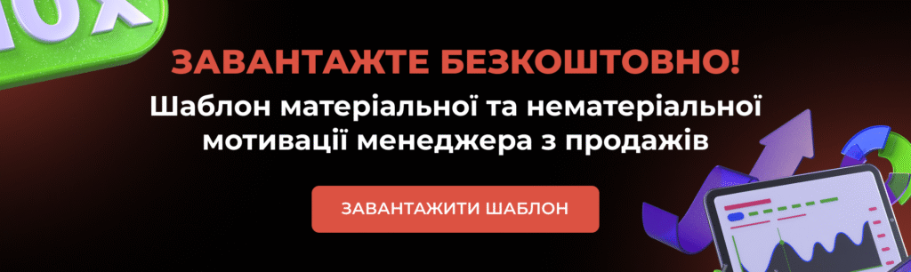 Шаблон матеріальної та нематеріальної мотивації менеджера з продажів - Бюро продажів